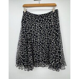 Alfani Silk Skirt Size 10 Petite Knee Length Dark Fairy Flowy sheer lined Whimsy